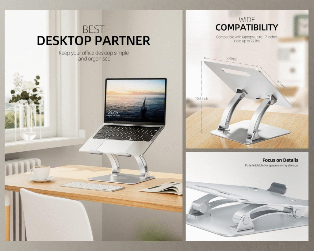 Ergonomic adjustable laptop stand